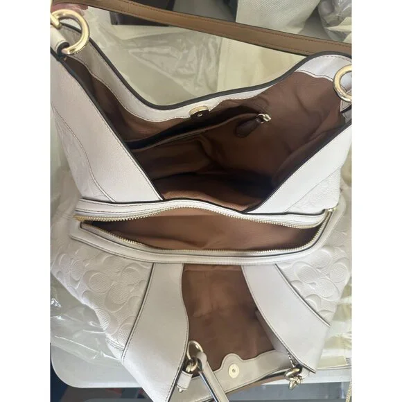 Coach Lexy Embossed Cream Leather Shoulder Bag - Picture 6 of 10